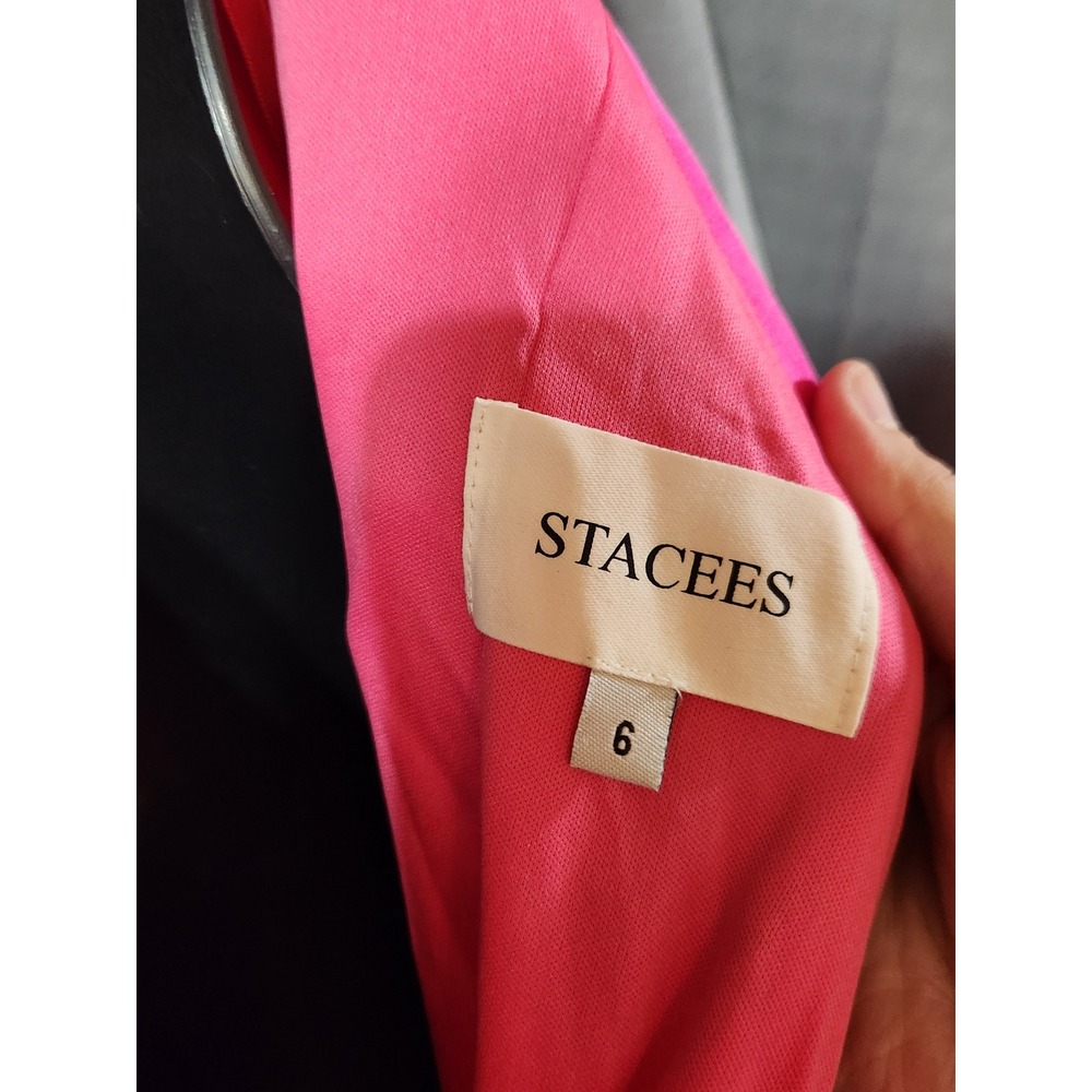 Stacees Fuchsia Pink V-Neck Mermaid Gown Ruched Back Train US 6 SM0310152496 - Picture 5 of 5